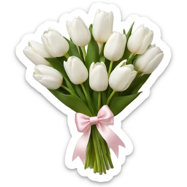 White tulips bouquet with light pink bow  sticker