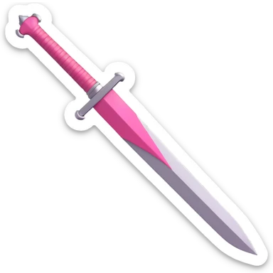 minimal 3D gothic dagger with pink accent, simple and dark sticker