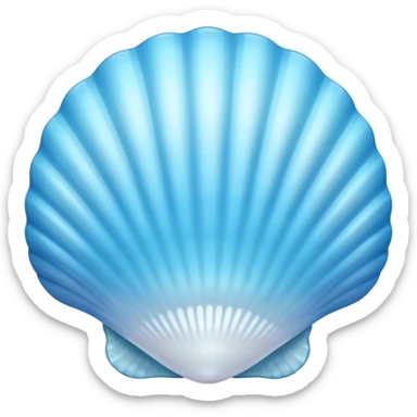 Light blue seashell emoji, pearl texture, soft gradient, smooth curves, glossy finish sticker