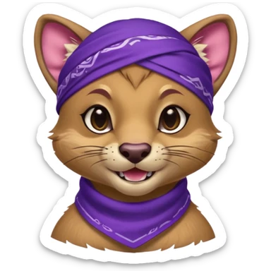 Fossa animal wearing a purple bandana on his forehead from league of legends laughing emoticon sticker