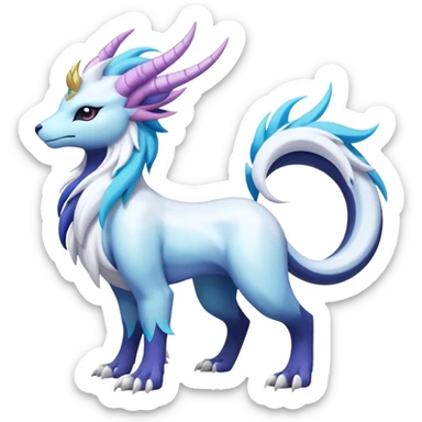 Shiny Glossy Pastel Light Divine Draconic Beautiful Floral Snowy Pretty Absol-Amaura-Suicune-Cobalion-fusion, full body sticker