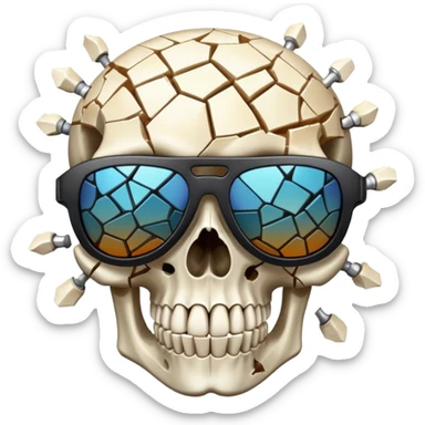 exploding skull with mosaic sunglasses sticker