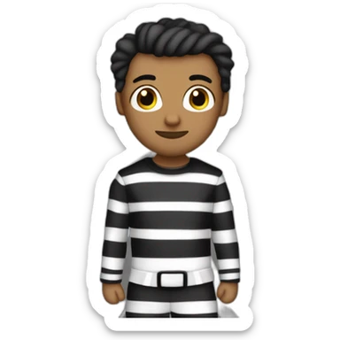 Prisionero blanco con banda negra en los ojos y vestido de rayas blancas y negras  sticker
