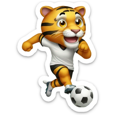 A tiger playing soccer  sticker