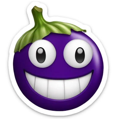 Happy face with eggplant sticker