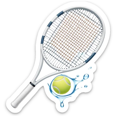 Pearl white tennis racket net, glowing with water ripple patterns sticker