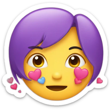 Shy emoji with hearts around  sticker