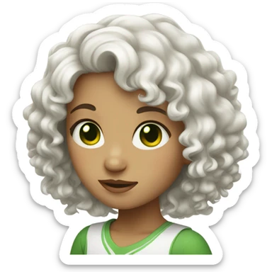 white, curly haired, green eyed girl  sticker