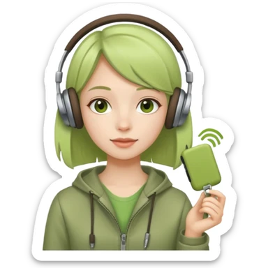 Girl with matcha headphones and a Car key  sticker