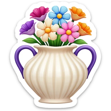 Seashell vase with flowers in it sticker