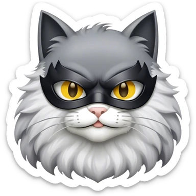 a kind cat wearing a batman mask sticker