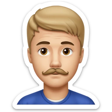 justin bieber with mustache sticker