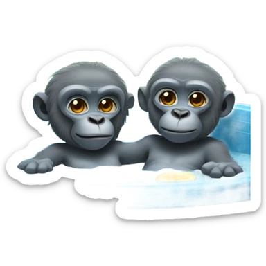 Two blue gorilla babies in hot tub  sticker