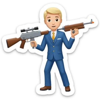 Yodeling mountain climber in Switzerland with a machine gun pointing to the right, full body. in the style of your bleeding skull art make him look like the price is right game sticker