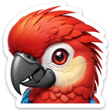cinematic-cute-macaw-portrait-emoji,-head-tilted-playfully-and-inquisitively,-with-a-dazzling-red-plumage-and-round,-sparkling-eyes-filled-with-charm,-simplified-yet-irresistibly-adorable-features,-highly-detailed sticker