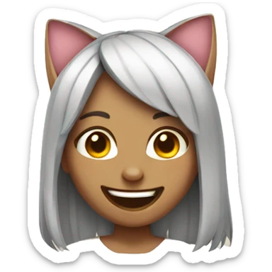Laughing girl with cat ears sticker