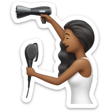 Woman blow drying her long hair sticker