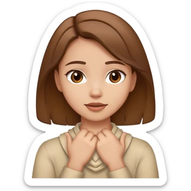 Girl with brown hair and hands around her neck ￼ sticker