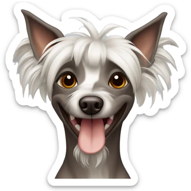 Chinese Crested dog of captive color with brown eyes smiles  sticker