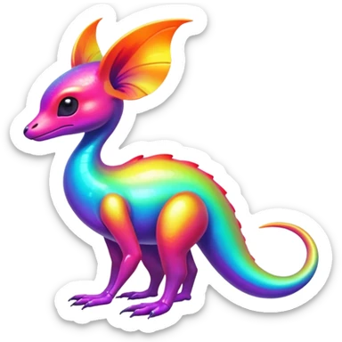 An exotic neon colorful unique bizarre eccentric Fakémon-creature (full body) sticker