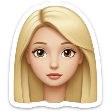 Gorgeous, blonde girl with straight hair and makeup sticker