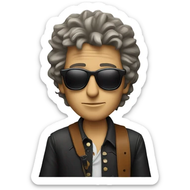 bob dylan with sunglases and guitar sticker