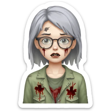 zombie with glasses gray girl sticker