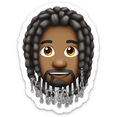 nonchalant dreadhead with grill and 10 chains on sticker