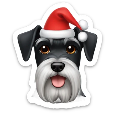 Black schnauzer Christmas hat sticker