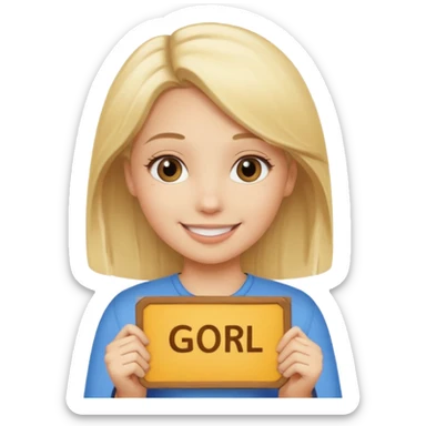 A girl holding a sign saying good girl sticker