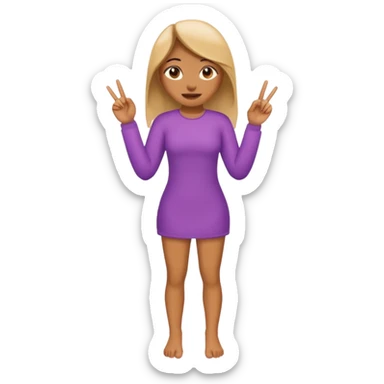full body realistic emoji girl with fingernails sticker