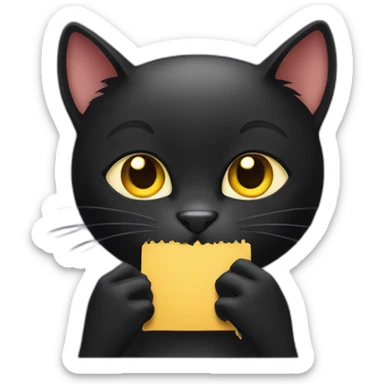 black cat filing its nails sticker