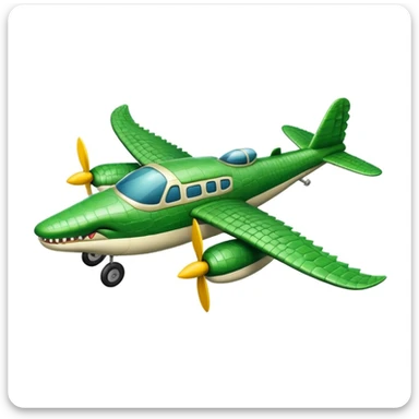 Hace una emoji de un cocodrilo que sea un avion sticker