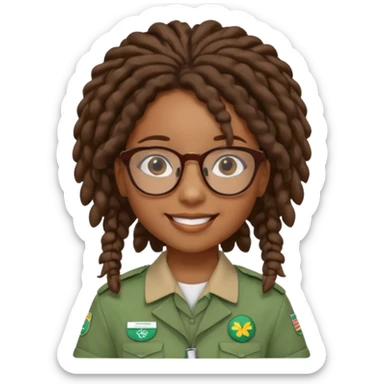 African American Girl Scout with glasses and locs sticker