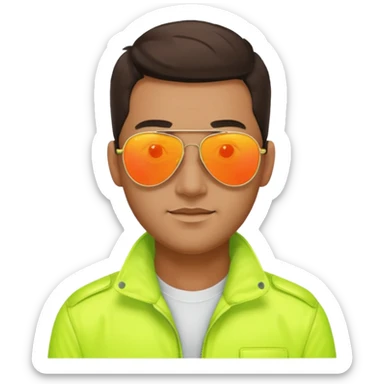 man wearing reflective neon aviator sunglasses sticker
