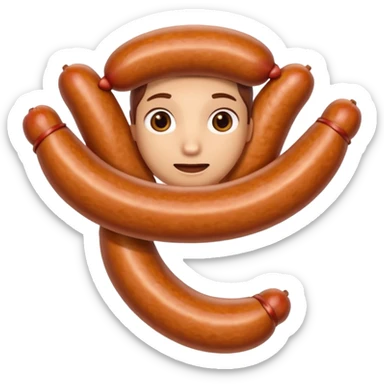 A sausage with hands wrapped around it sticker