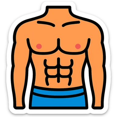 male torso point of view, lineal color icon with black outlines sticker