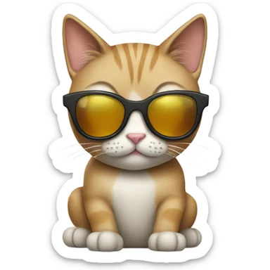 Cat with sunglasses showing a peace sign sticker