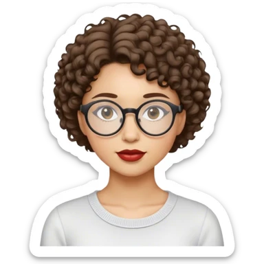 Mulher de cabelo curto encaracolado e óculos redondo sticker
