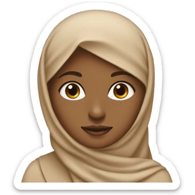women with hijab in warm tone skin color not to light but not to dark, using a beige hija sticker