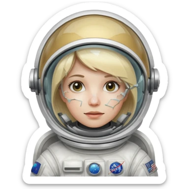 astronaut woman with cracked glass helmet  sticker