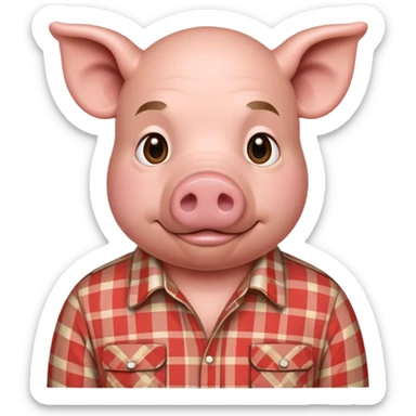 pig man with plaid shirt sticker