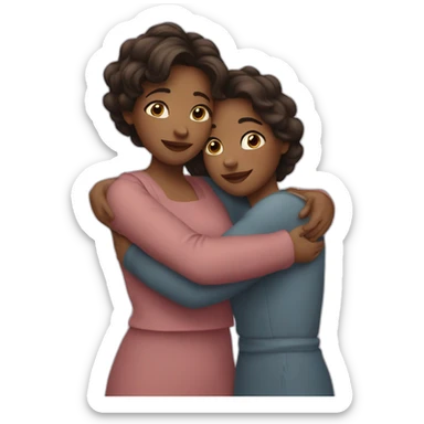 2 sisters hugging sticker
