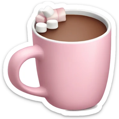 Light Pink mug of hot chocolate with marshmallows  sticker