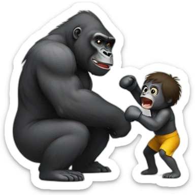 Gorilla boxing a crying Kid sticker