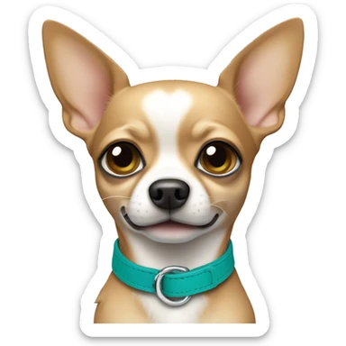 Full size tan chihuahua with teal collar sticker