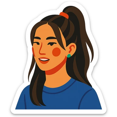 Asian girl with hairstyle like Tate McRae sticker
