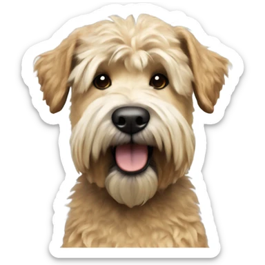 Hyper realistic soft coated Wheaton terrier with darker ears and short hair on it head sticker