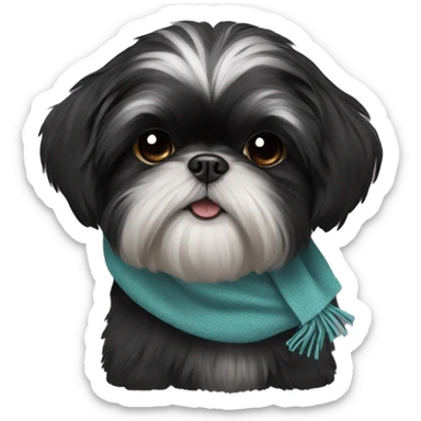 Black Shih Tzu with scarf sticker