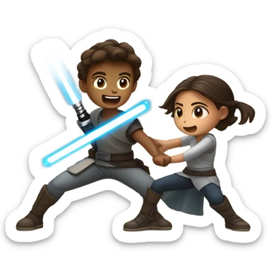 Lightsaber battle girl winning vs boy sticker